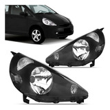 Par Farol Honda Fit 2003 2004 2005 2006 2007 Mascara Negra