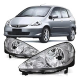 Par Farol Honda Fit Cromado 2003 2004 2005 2006 2007 2008
