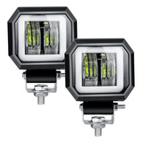 Par Farol Led Milha Quadrado Angel Eyes Carro Moto 20w
