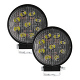 Par Farol Led Redondo Auxiliar Neblina Universal Branco 27w