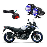 Par Farol Milha Angel Eye U7 Azul Moto Dl 650 V Strom 2011
