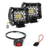 Par Farol Milha Auxiliar Moto Led 120w Super Forte Com Botão