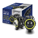 Par Farol Milha Led Moto U7 Com Angel Eyes Wh Xenon Nevoeiro