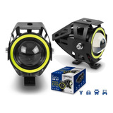 Par Farol Milha Led Moto U7 Com Angel Eyes Wh Xenon Nevoeiro