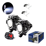 Par Farol Milha Led Moto U7 Com Angel Eyes Xenon Nevoeiro