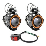 Par Farol Milha Moto Angel Eye U7 Led Auxiliar 30w Neblina