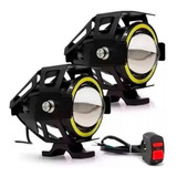 Par Farol Milha Moto Angel Eye U7 Led Auxiliar Neblina