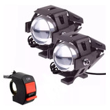 Par Farol Milha Moto Aux Neblina Led U5 Preto Xenon botao