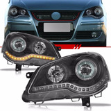 Par Farol Tuning Polo 07 14 Black Projetor Angel Eyes Sport