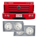 Par Farol Vw Titan Worker 2000 2001 2002 Duplo Moldura Prata