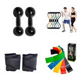 Par Halter 1 Kg Caneleira 1 Kg Kit 5 Theraband Elástico