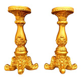 Par Kit De Castiçais Dourados Ouro Porta Velas 25 Cm Luxo