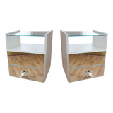 Par Kit De Criados Suspenso Espelhado 2 Gav Tampo Vidro