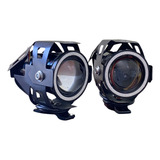 Par Kit Farol Milha Moto Angel Eye U7 Led Auxiliar Branco