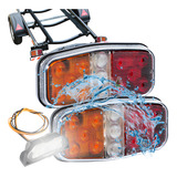 Par Lanterna Traseira Led Carretinha Canoinha Luz Placa 12v