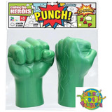Par Luva Hulk Plástico Verde Heróis
