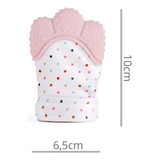 Par Luva Mordedor Bebe Silicone Gengiva Alivio Denticao Cor Rosa