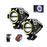 Par Mini Farol Milha U7 Led Moto Carro 3 Estágios Angel Eyes