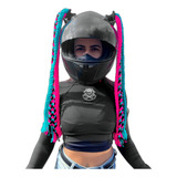 Par Mini Tranças Grande 60cm Capacete De Moto