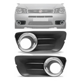 Par Moldura Farol Milha Fiat Palio E Siena Economy Aro Cromo