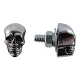 Par Parafuso Metal Custom Fixar Placa De Moto Caveira Skull