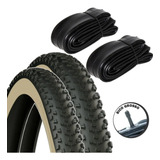 Par Pneu Aro 29x2 10 Faixa Bege Bike Mtb Paco Nomad câmaras Cor Preto