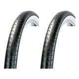 Par Pneu Bike Paco Slick Aro 26x1 50 Com Faixa Branca Urbano Cor Preto