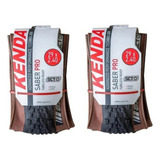 Par Pneu Mtb Kenda Saber Pro 29x2 40 Faixa Marrom Tubeless Cor Preto