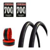 Par Pneu Pirelli Speed 700x25 Tornado Alfa 2 Câmara fita