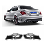 Par Ponteira Escapamento Mercedes Classe C W205 Cromada Vo6