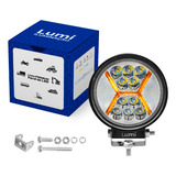 Par Refletor Holofote Luminaria Farol 126w 12v 24v Cor Da Carcaça Preto Redondo Cor Da Luz Branco frio Com Ambar Lumi