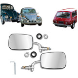 Par Retrovisor Fusca Mexicano Convexo Aço Inox Brinde