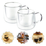 Par Xícaras Café 80ml Parede Dupla Borossilicato Mimo Style