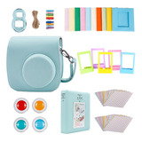 Para Fujifilm Instax Mini 9 Câmera Filtro Case Pu Gelo Azul