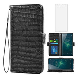 Para Sony Xperia Xz2 Wallet Case Com Vidro Temperado Sca3579