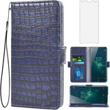 Para Sony Xperia Xz2 Wallet Case Com Vidro Temperado Sca3580