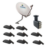 Parabólica Vivensis 1 Antena 60cm 8 Vx10 1 Lnb 8 Saidas