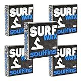 PARAFINA PRANCHA DE SURF KIT 5 UNIDADES PARAFINA WAX 80G ALTA ADÊRENCIA KIT 5 PARAFINAS SOULFINS Azul Água Gelada 