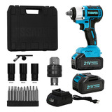 Parafusadeira 21v Chave De Impacto 2 Baterias Brushless Cor Azul petróleo 110v 220v