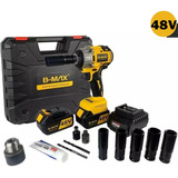 Parafusadeira Chave De Impacto 1 2 Bateria Lítio 48v Bivolt Cor Amarelo Com Preto Frequência 0 1700 0 2300 110v 220v