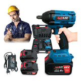 Parafusadeira Chave De Impacto Portatil 2 Bateria Lítio 48v Cor Azul aço Frequência 50hz 60hz 110v 220v
