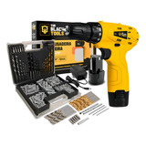 Parafusadeira Furadeira 3 8 Bivolt A Bateria 12v Tb12a The Black Tools Jogo Brocas E Buchas 300 Peças