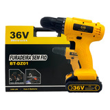Parafusadeira Furadeira 36v 2 Baterias 340w Multifunção Cor Amarelo 110v 220v