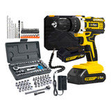 Parafusadeira Furadeira Impacto 21v Jogo 40 Peças Catraca Cor Amarelo 110v 220v The Black Tools Tb21px