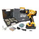 Parafusadeira Furadeira Impacto 21v K21 Wap Kit 300 Peças