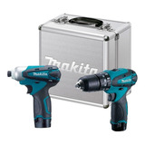 Parafusadera Furadeira Impacto 2 Bat Bivolt Dk1493 Makita Cor Azul turquesa Voltagem 110v 220v