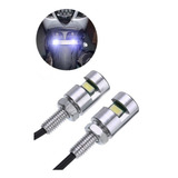 Parafuso De Placa Prata Luz Led Branca Moto Carro Par
