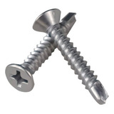 Parafuso Inox 4 2 X 32mm Ponta Broca Cabeça Chata 100 Pçs