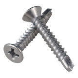 Parafuso Inox 4 8 X 19mm Ponta Broca Cabeça Chata 100 Pçs
