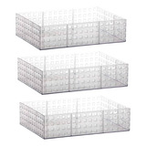 Paramount Kit 3 Cesto Caixa Organizadora Acrilico Empilhavel Armário